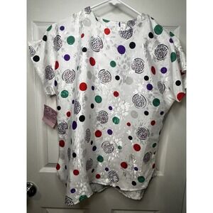 Vtg Eva Laurel NY  Polka Dot  Retro 80s  Colorful Abstract Print Retro Boxy Top